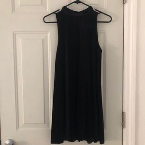 Black velvet high neck dress